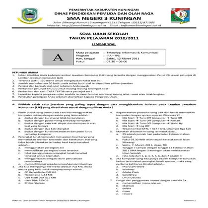 Soal us tik 2011 paket a