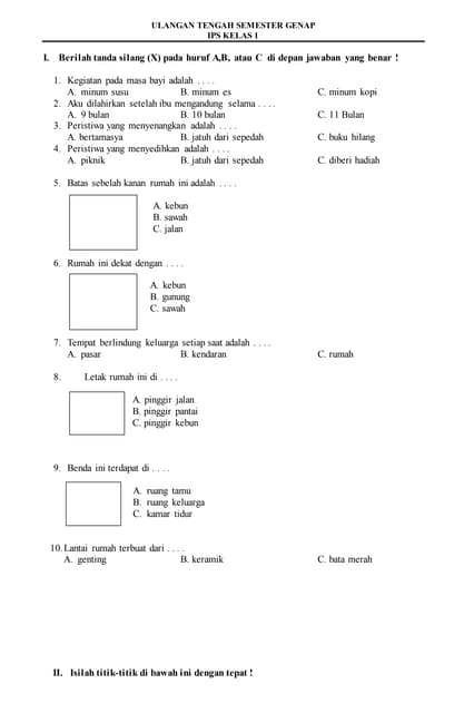Soal IPS Kelas 1 Semester 2:  Pemahaman Konsep Dasar
