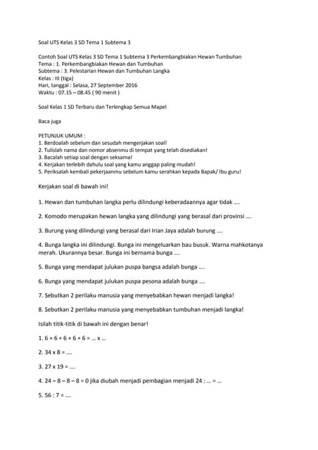 Menjelajahi Keindahan Kebersamaan: Kupas Tuntas Soal UTS Kelas 3 SD Tema 1 dan Persiapannya Menjelajahi Keindahan Kebersamaan: Kupas Tuntas Soal UTS Kelas 3 SD Tema 1 dan Persiapannya