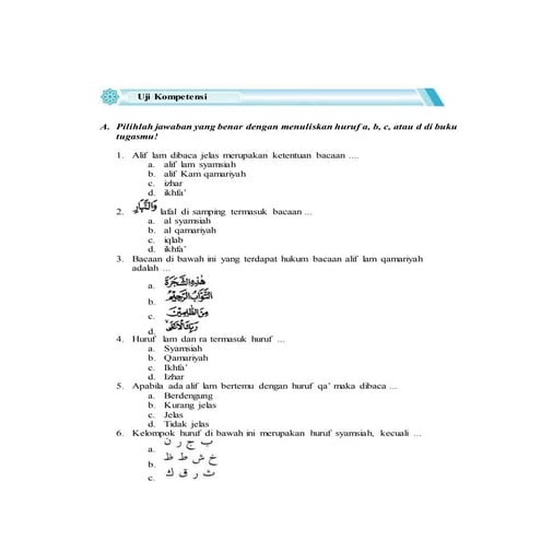 Soal uts kelas vii pai