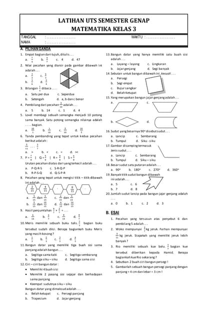 Menguasai Matematika Kelas 3 SD Semester 2: Panduan Latihan Soal Tematik yang Efektif