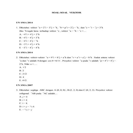 Soal-Soal Vektor  (Matematika Minat)