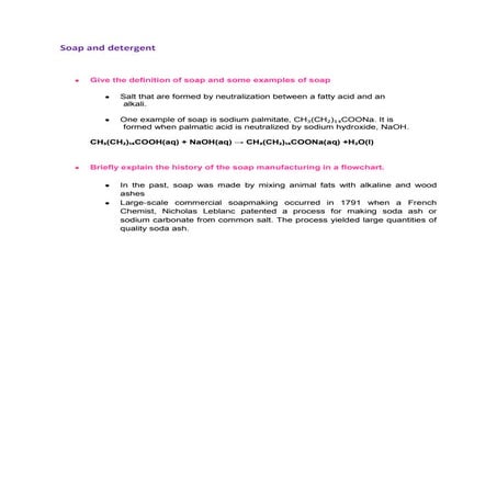 Soap & detergent chemistry