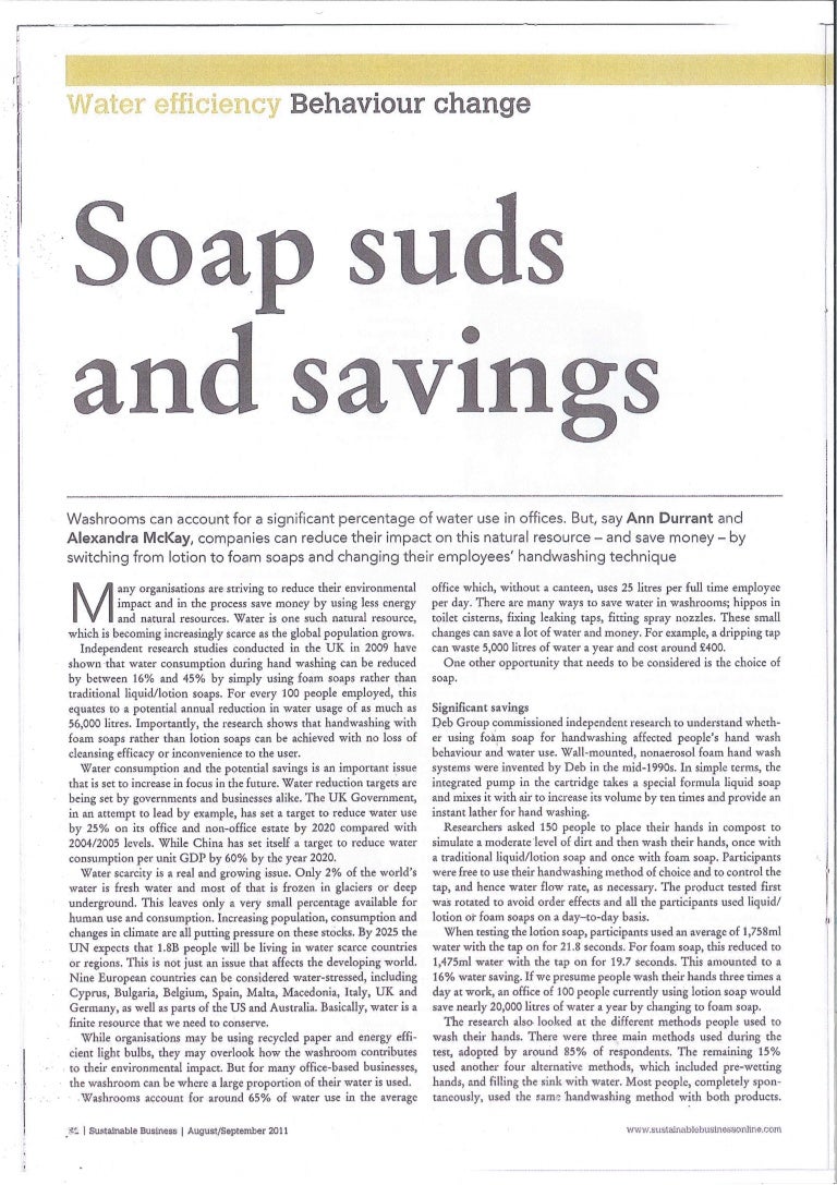 Soap suds and savings
