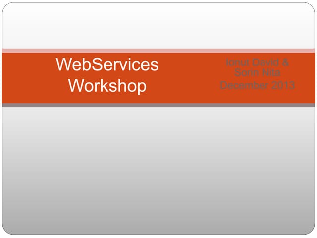 Web Service Workshop - 3 days