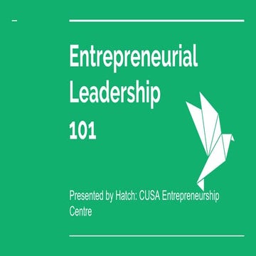 Entrepreneurial Leadership 101 