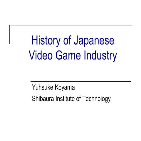 JRC Seminar (History of Video Game Industry)