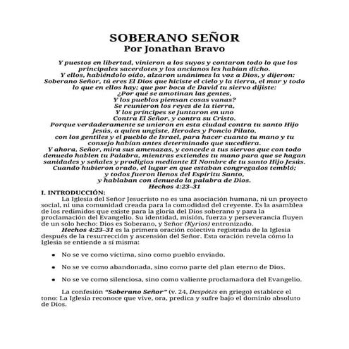 “SOBERANO SEÑOR”    Por  Jonathan Bravo