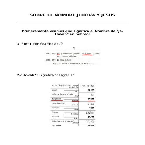 Sobre el nombre jehova y jesus