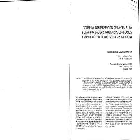 Sobre la interpretación de la cláusula Bolar sobre la jurisprudencia.pdf