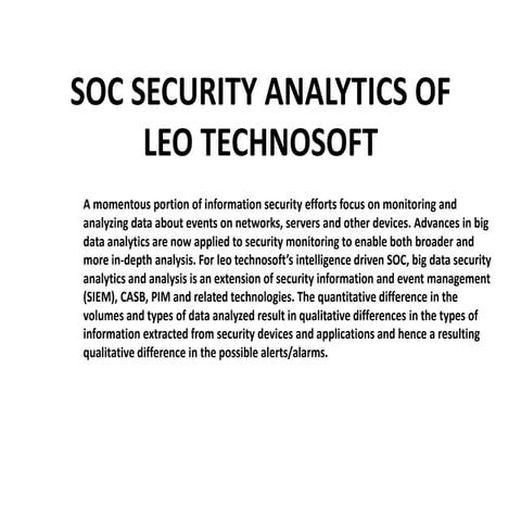 Soc security-analyticsof leotechnosoft