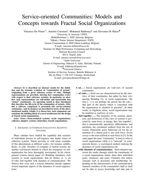 Service-oriented Communities: Models and Concepts towards Fractal Social Orga...