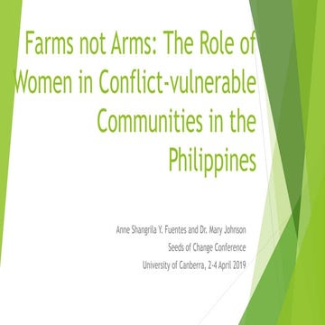 Farms not arms: The role of women in conflict-vulnerable communities in the P...