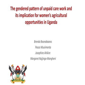 The gendered pattern of unpaid care work and its implication for women's agri...
