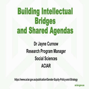 Building intellectual bridges and shared agendas / Strategy and example: gend...