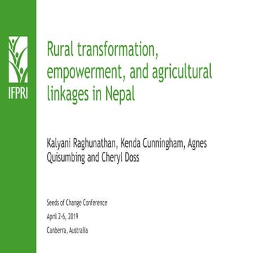 Rural transformation, empowerment, and agricultural linkages in Nepal