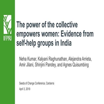 The power of the collective empowers women: Evidence from self-help groups in...