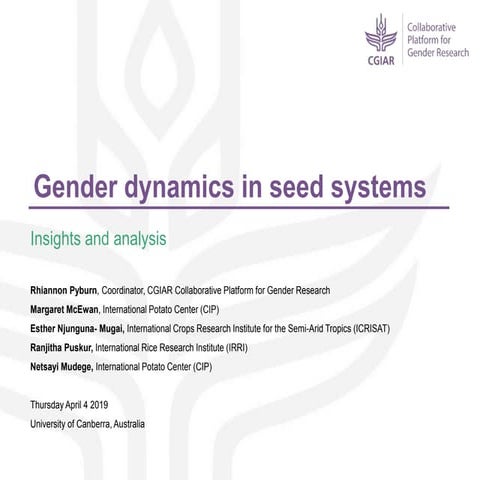 Gender dynamics in seed systems
