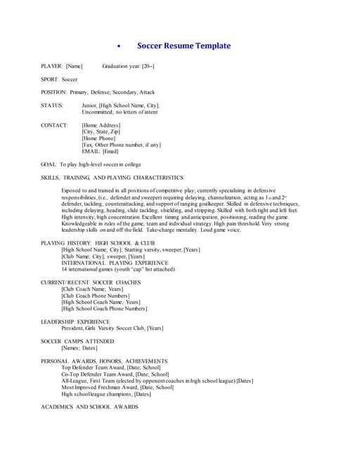 Soccer CV/ resume | PDF | Soccer | Sports