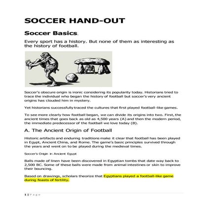 SOCCER hand out History
