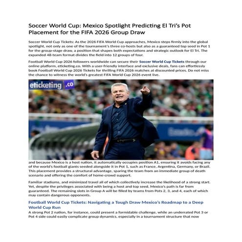 Soccer World Cup Mexico Spotlight Predicting El Tri’s Pot Placement for the FIFA 2026 Group Draw.docx