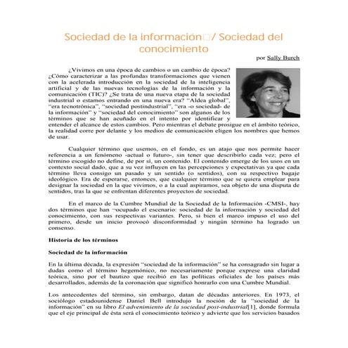 Sally Burch. Sociedad de la Información / Sociedad del Conocimiento