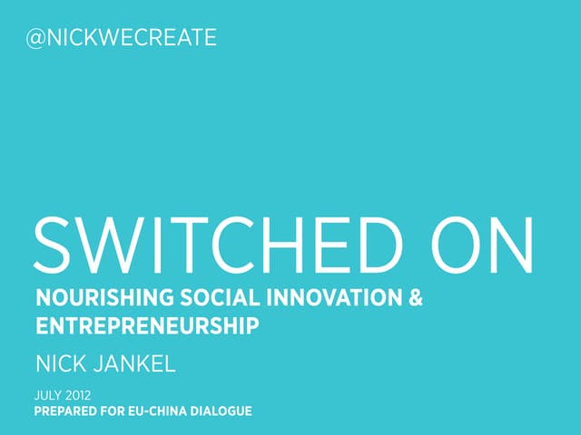 Nourishing social entrepreneurship in China & Europe
