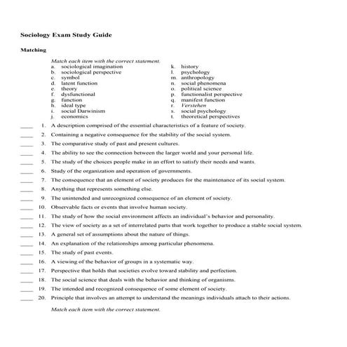 Soc Exam Study Guide