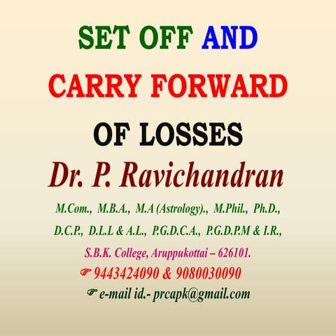 Set off and carry forward of losses