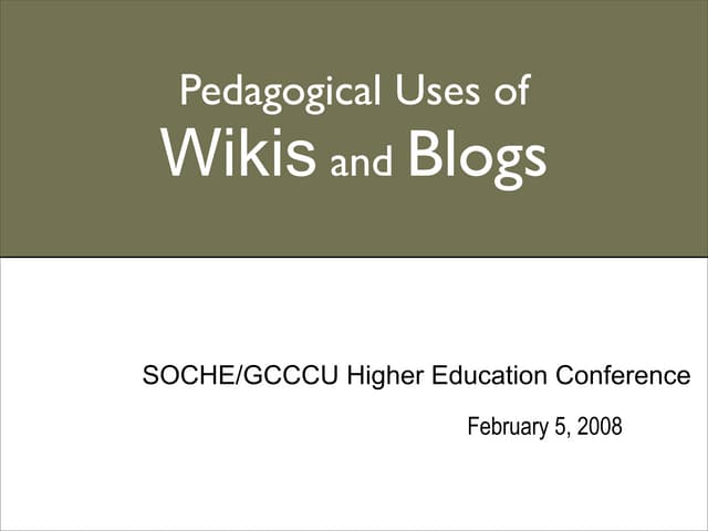 Soche 2008 Blogs Wikis