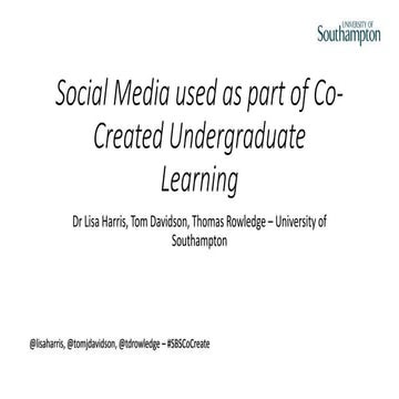 Social Media used as part of Co-Created Undergraduate Learning