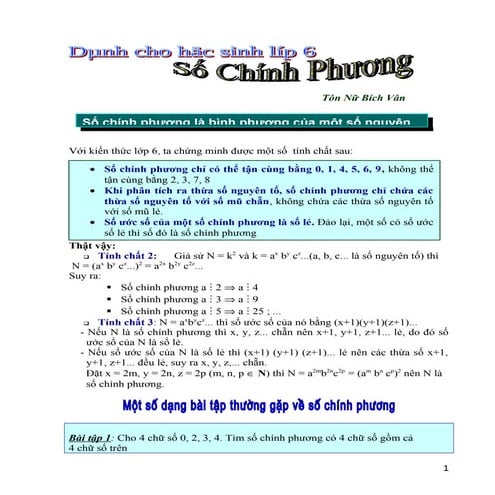 So chinh phuong lớp 6