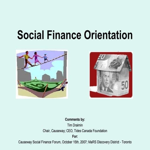 Social Finance Forum Orientation