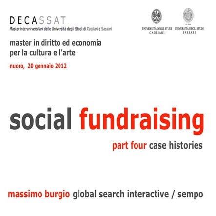 Social Fundraising: Case Histories - Deca Master Nuoro, Massimo Burgio