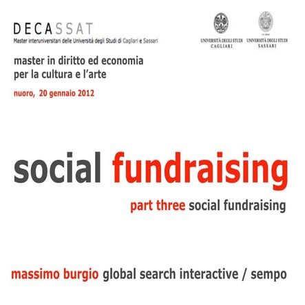 Social Fundraising - Deca Master Nuoro, Massimo Burgio