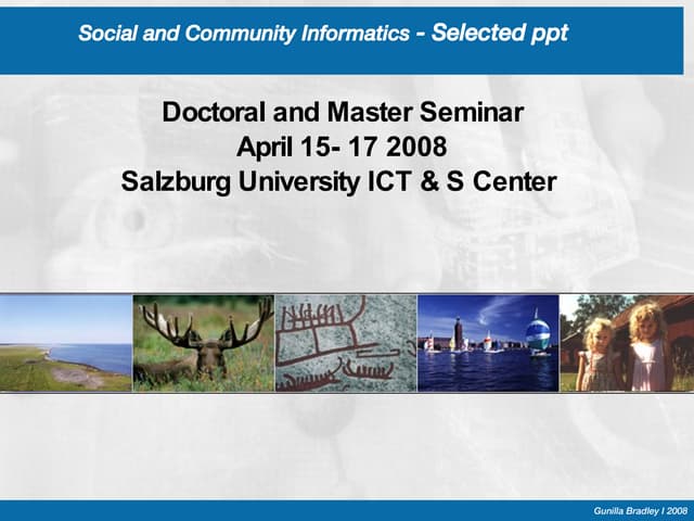 Social Informatics Lecture 1   Salz...
