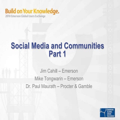 Social Media and Communities - Part 1