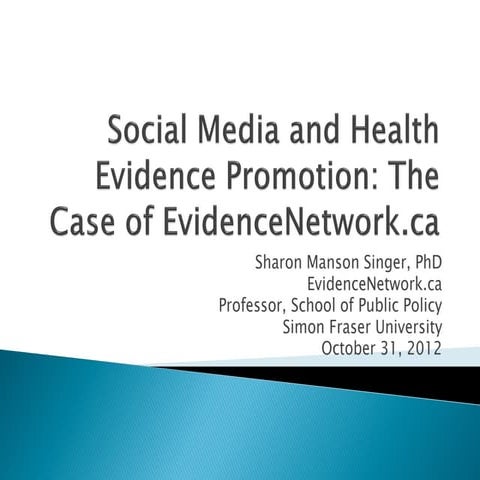 Social Media and Health Evidence Promotion