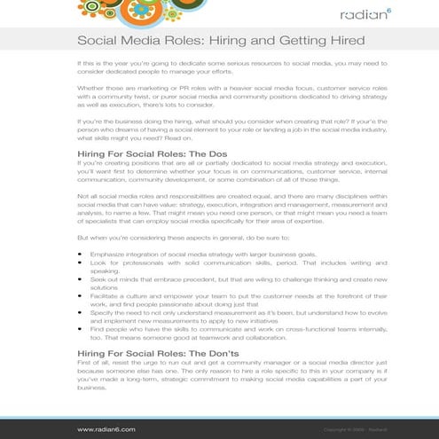 Social Media Roles: Hiring Them and Getting Hired
