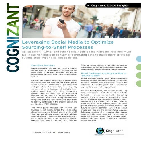 Leveraging Social Media to Optimize Sourcing-to-Shelf Processes