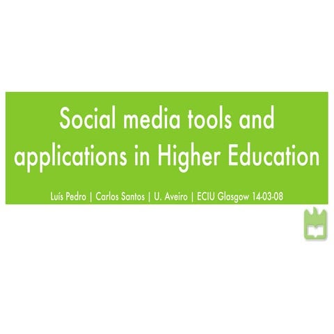 Social media tools and applications in Higher Education | PPT