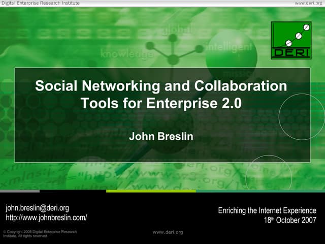 Social Networking and Collaboration Tools for Enterprise 2.0