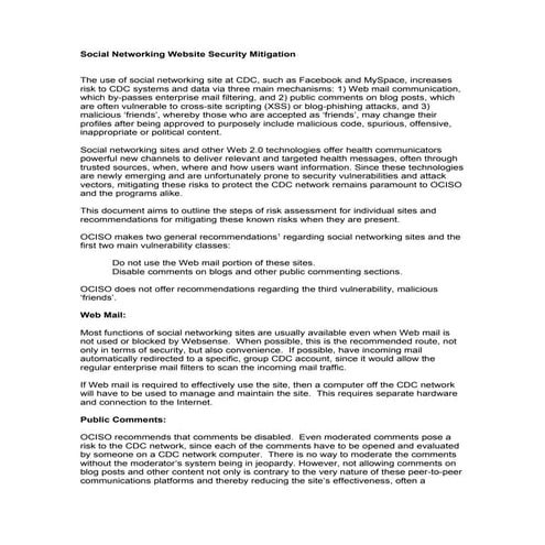 Social networking-website-security-mitigation