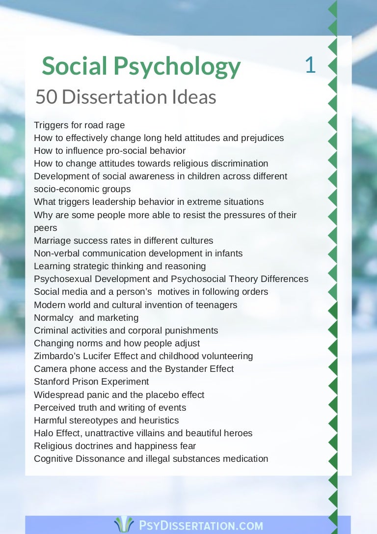 psychology dissertation ideas 2020