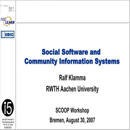 Social Software and Community Information Systems