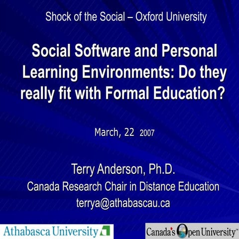 Social Software and Personal Learning Environments