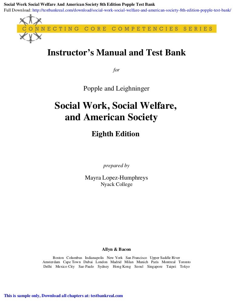 Social Work Social Welfare and American Society 8th Edition Popple Te…