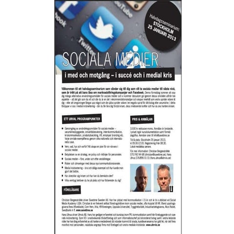 Sociala medier och kriskommunikation   seminarium 25 januari 2013