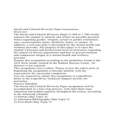 Social And Cultural Diversity Paper Outline Objective 4 1 4 docx