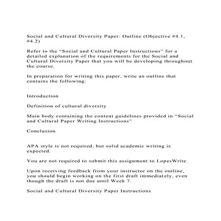 Social And Cultural Diversity Paper Instructions Overv docx